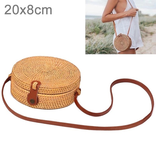 Handmade Rattan Bag With Buckle Bowknot Design Perfect For Autumn And Beach Days 20X20X8Cm - Main Image