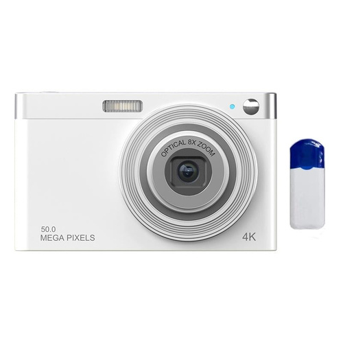 4k 8x Optical Zoom Telescopic Lens Digital Camera with Card Reader & Wiper - White - Main Image