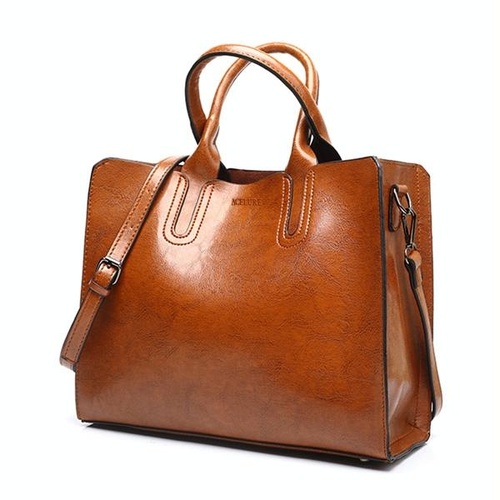 Large Leather Tote Bag for Women - Casual Shoulder Trunk Style - Main Image