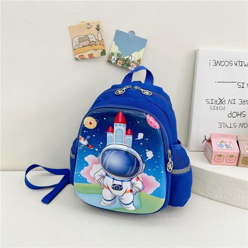 Blue Cartoon Astronaut Kids School Bag - Astronaut Blue - Main Image
