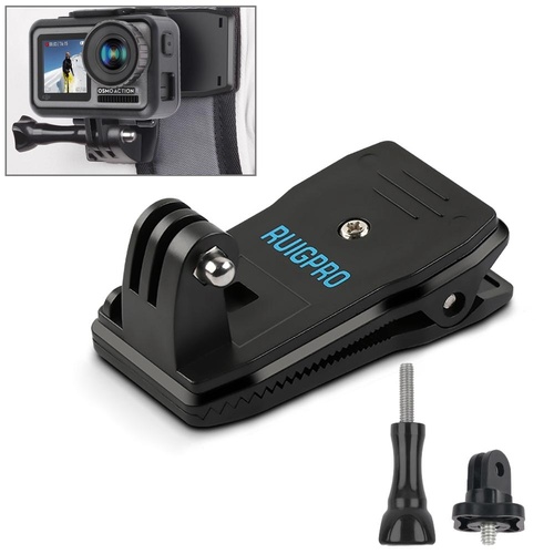 360 Degree Backpack Mount for Gopro Dji and Other Action Cameras - Rotating Clip Clamp - Main Image