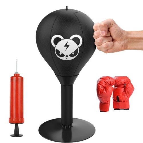 Desktop Speed Ball For Boxing Training - Bear Design With Gloves & Pump - Bear+Children Gloves+Pump - Main Image