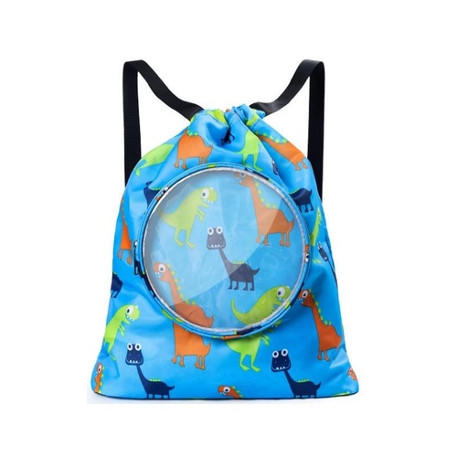 Blue Waterproof Drawstring Beach Bag L Size For Kids Wet & Dry Separation Shoulder Strap - Blue S - Main Image