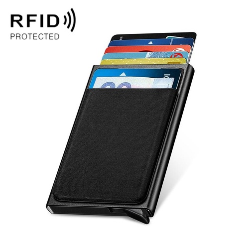 Automatic Pop Up Metal Wallet with Card Holder Black - Main Image