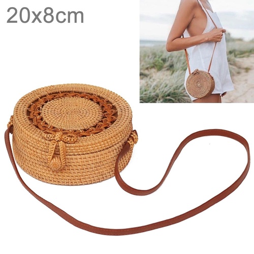 Handmade Sunflower Rattan Bag Vintage Art Beach Diagonal Bag 20X20X8Cm - Main Image