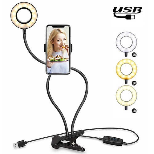 Selfie Ring Light with Phone Holder and Lazy Bracket - Perfect for Live Streaming and Broadcasts - Main Image