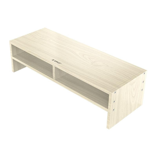 Wood Grain 2-tier Monitor Stand with Partition - Main Image