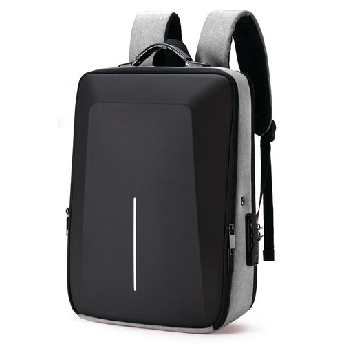 Anti-theft Hard Shell Backpack for Men with Alloy Frame - Gray - Main Image