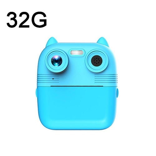 Instant Print Camera with Dual Lens - 2.8 Screen for Kids Blue - Blue + 32G Card - Main Image