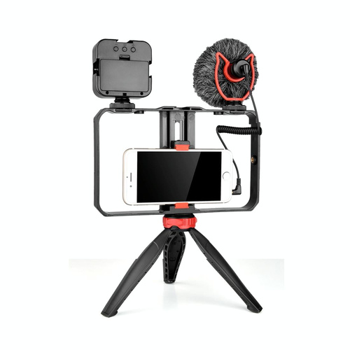Vlogging Video Rig With Led Light Mic & Tripod - Main Image