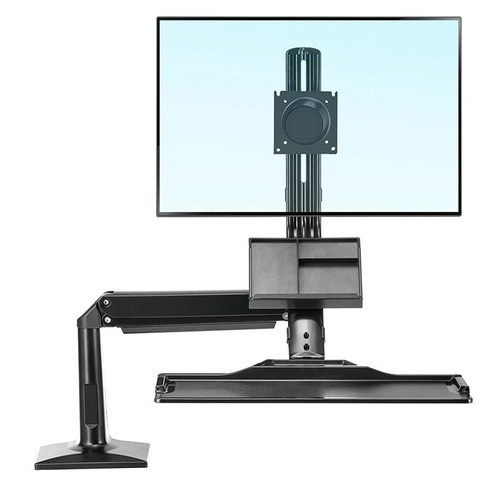 Ergonomic 19-27 Inch Monitor Holder with Foldable Keyboard Tray Full Motion Sit-stand Workstation - Main Image