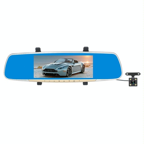 7 Lcd Touch Screen Rear View Mirror Car Recorder with Separate Camera - Main Image