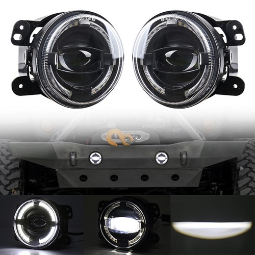 2 Pcs 4 Inch Car Led Angel Eyes Spotlight Modified Fog Lights For Jeep Wrangler / Dodge / Chrysler Pt Cruiser - Main Image