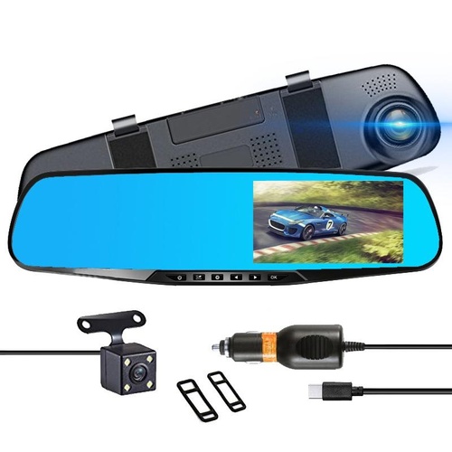 4.3 Dual-lens Hd Night Vision Driving Recorder with Parking Monitoring and Motion Detection - Vs6 Car - Main Image