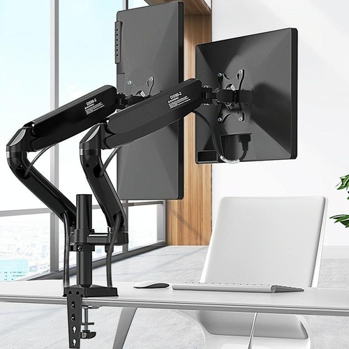Double Screen Desktop Monitor Bracket - Air Pressure Lift - Main Image