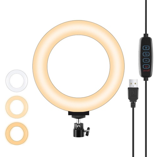 16cm Usb Led Ring Light with Tripod and 3 Modes - Black - Main Image
