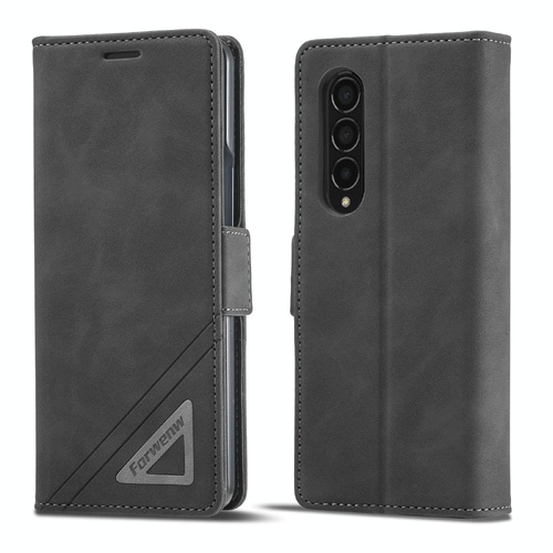 Leather Dual Side Buckle Phone Cover for Samsung Galaxy z Fold 4 - Black - Main Image
