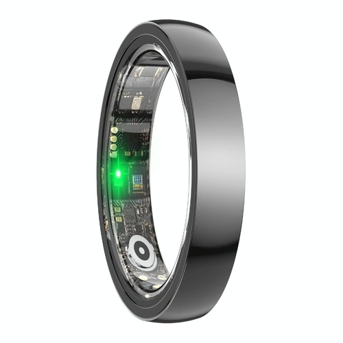 Smart Ring With Heart Rate Blood Oxygen Sleep & Sports Modes - Size 9 - Black - Main Image