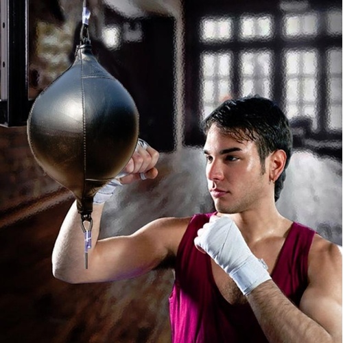 Adult Hanging Speed Ball For Boxing Fitness - Free Punching Bag - Drawstring Black - Main Image