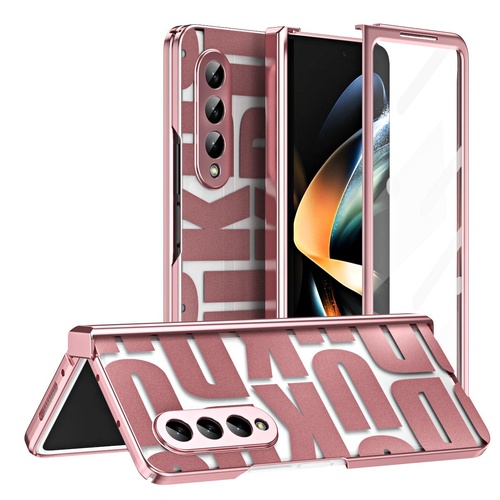 Foldable Electroplated Phone Case for Samsung Galaxy z Fold 4 5g with Hinge - Rose Gold - Main Image