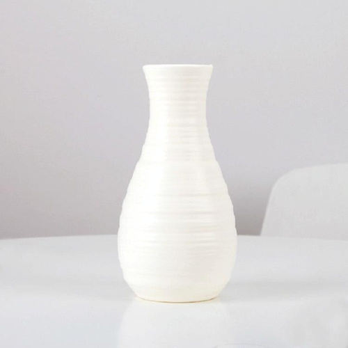 Creative Desktop Flower Vase - Modern Plastic Decoration - Milk White - Main Image