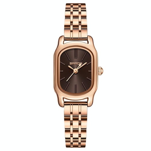 Waterproof Women Quartz Watch with Mini Dial and Steel Band - Maroon - Main Image