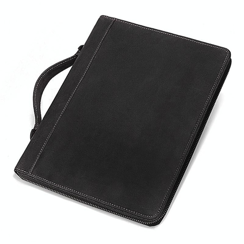 Black Leather Business Handbag for Computer Protection - Main Image
