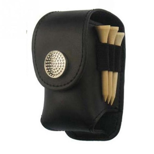 Leather Golf Ball Waist Pouch - Portable Tee Bag for Sports - Black - Main Image
