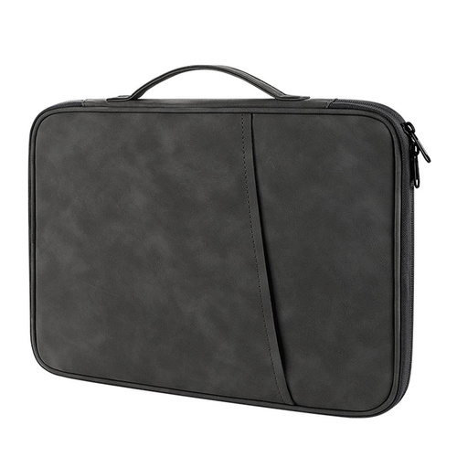 Grey Sheepskin Leather Bag for 9.7-11 Inch Laptops - Portable and Stylish - Main Image