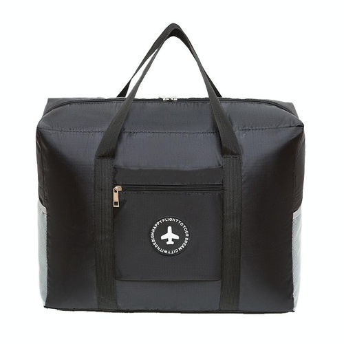 Folding Travel Bag with Trolley Case for Luggage - Black - Main Image