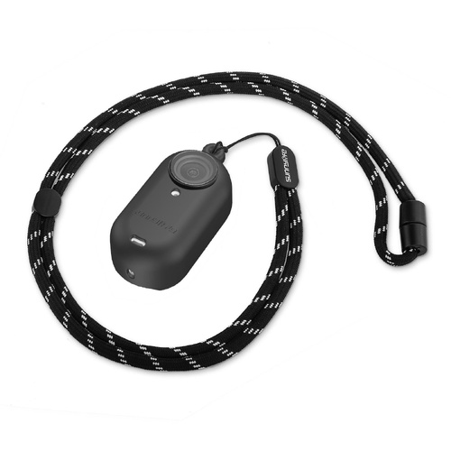 Silicone Camera Body Case with Lens Cap and Neck Strap for Insta360 Go 3 - Black - Main Image