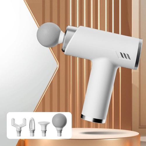 Silent Fascia Gun For Muscle Relaxation - High Frequency Vibration Massager - White - Main Image