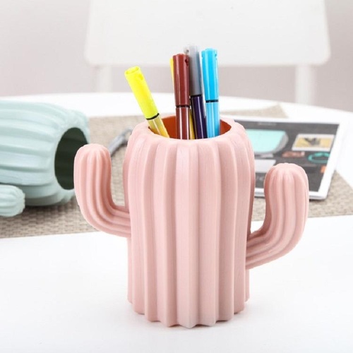 Cactus-shaped Vase Creative Desktop Pen Holder for Home Decor - Pink - Main Image