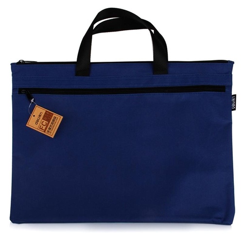 Double Zipper Canvas Storage Bag - Portable and Simple - Dark Blue - Main Image