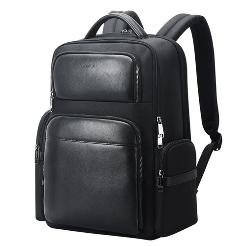 Large-capacity Business Laptop Backpack with Usb & Type-c Port - First-layer Cowhide Black - Main Image