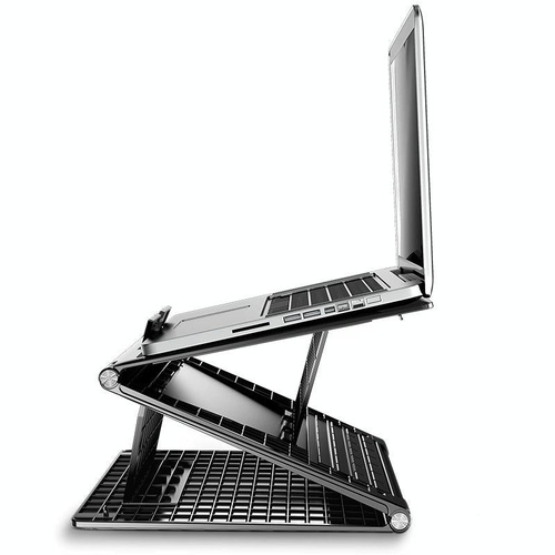 Portable Laptop Stand - Adjustable Height Foldable Heat Dissipation - Elegant Black - Main Image