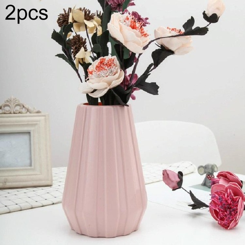 2-piece Plastic Vase for Creative Flower Arrangements - Pink - Main Image