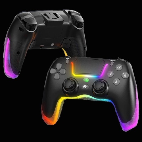 Wireless Bluetooth Grip for Ps4 with Dazzling Colour Light - Black - Main Image