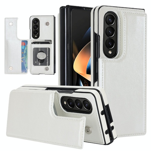 Foldable Phone Case with Double Buckle Card Slot for Samsung Galaxy z Fold4 - White - Main Image