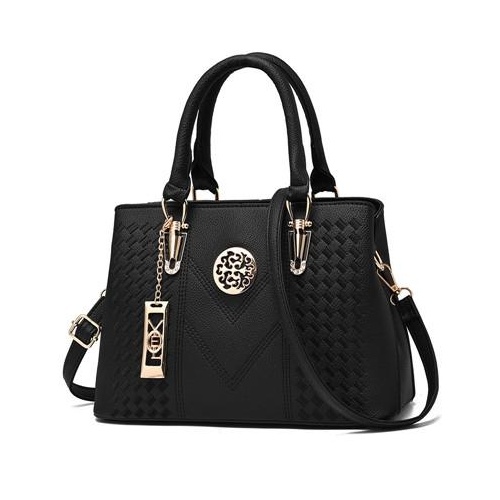 Women Leather Messenger Handbag - Stylish and Functional - Black - Main Image