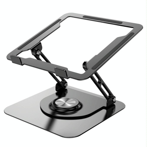 360 Degree Rotating Laptop Stand - Foldable Aluminum Bracket - Black - Main Image
