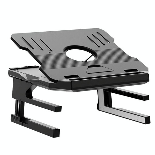 Foldable Aluminum Laptop Stand - Double Layer Heightening Bracket Black - Main Image