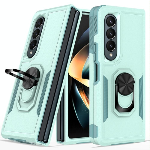 Galaxy z Fold 4 Tpu Shockproof Case with Ring - 2 in 1 Design - Green - Main Image
