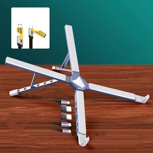 Versatile Laptop Docking Stand with Enhanced Cooling and Folding Design - Silver - Main Image
