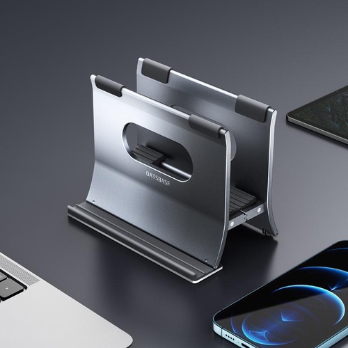 Grey H-type Alloy Laptop Storage Rack - Automatic Gravity - Main Image