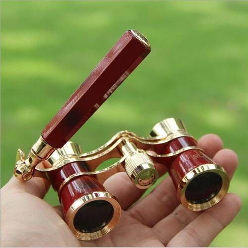 Chrome Double Cylinder Telescope with Handle - 3 x 25 Lady - Wine Red - Main Image