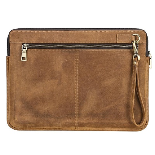 14.2 Inch Leather Laptop Sleeve for Macbook Pro - Black - Brown - Main Image