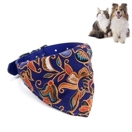 Cotton Pet Bib Cat Headband Dog Saliva Towel - Size Xs - Blue - Main Image