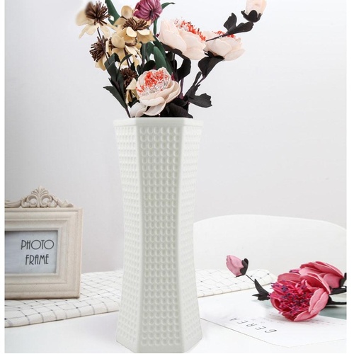 Versatile Plastic Vase for Creative Wet and Dry Flower Arrangements - Milk White - Main Image