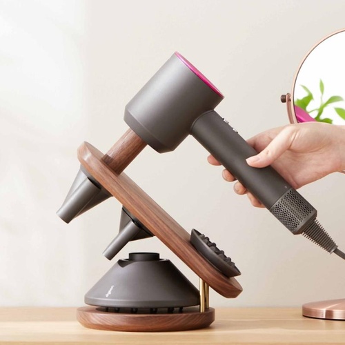Black Walnut Hair Dryer Storage Bracket - Solid Wood - Main Image